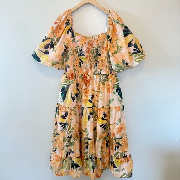 City Chic Plus Size Ariella Puff Sleeve Tier Print Dress - Picture 3 of 10